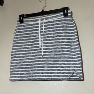 Casual Striped Mini Skirt in Gray and White